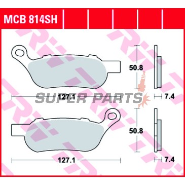 Накладки -TRW- MCB814SH, Harley Davidson FLSTF Fat Boy, FLSTN Softail Deluxe, FXCW Softail Rocker, FXCWC Softail Rocker C, FXDC Dyna Super Glide Custom, FXDF Fat Bob, FXDL Dyna Low Rider, FXDWG Dyna Wide Glide, FXST Softail Standard, FXSTC Softail Custom
