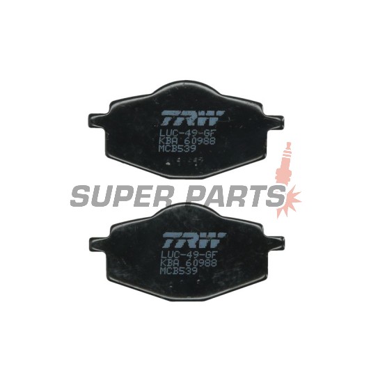 Накладки -TRW- MCB539, Adly Fox 50, Beta Euro/Jonathan 350, Gilera RC600, Apache 125, MBK Flame 125, Thunder 125, Skyliner 125, Booster 100, Sachs Roadster 650/800, Yamaha DT50/80/125, TDR125, TT600, XT350/500/600 Tenere, XTZ660 Tenere, YBR125, YZ125
