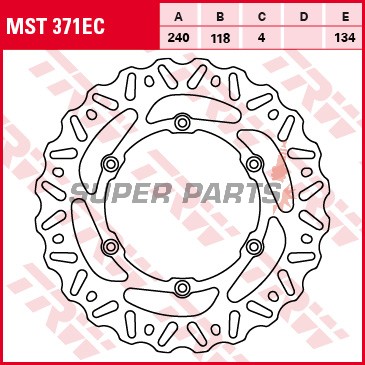 Спирачен диск -TRW- MST371EC, 240mm, Suzuki DR-Z 400 / 400E / 400SM / 400SMU (2005-2008), RM 125 / 250 (2005-2012)