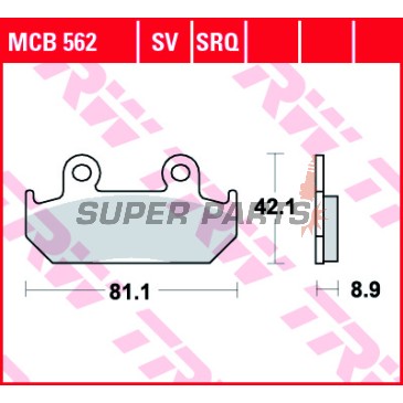Накладки -TRW- MCB562, Honda CB/CBR/CBX, NSR, VFR, VT Integra, XRV Africa Twin - 250-750cc, 1986-1996