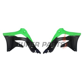 Предни странични пластмаси -POLISPORT- черно/зелено, KAWASAKI KX 450 2012-2015