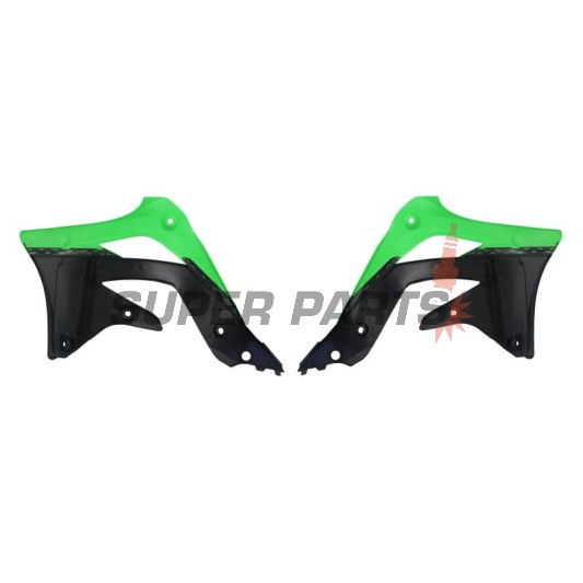 Предни странични пластмаси -POLISPORT- черно/зелено, KAWASAKI KX 450 2012-2015