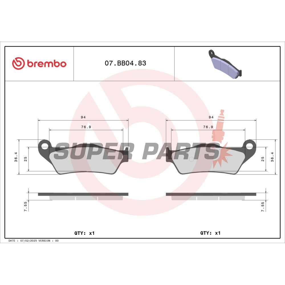 Накладки -BREMBO- 07BB0483, Alfer AR/VR/No, Aprilia MX/Pegaso/RST/RX/SX, ATK 125/250/260/406/Cross/Dirt/Enduro/MX/Quad/Supermotard, Beta RR, BMW G/HP2/K/R, Cagiva City/Elefant, Ducati Monster/Multistrada, Gas Gas EC/Enducross/MC/TT/Wild, KTM EXC/SX/SXC/Ad