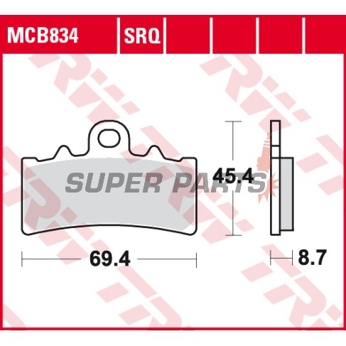 Накладки -TRW- MCB834, BMW C 400 GT, G 310; KTM Duke/RC 125/200/390 (2011-2020)