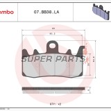 Накладки -BREMBO- 07BB38LA, Aprilia ETV/Tuono, BMW GS/R, Ducati Monster/Multistrada, Triumph Tiger 310-1300cc (1991-2022)