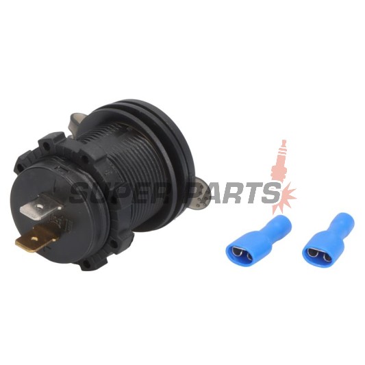 USB адаптер -4 RIDE- 12V, 2xUSB (1A + 2.1A), 2 пина - универсален