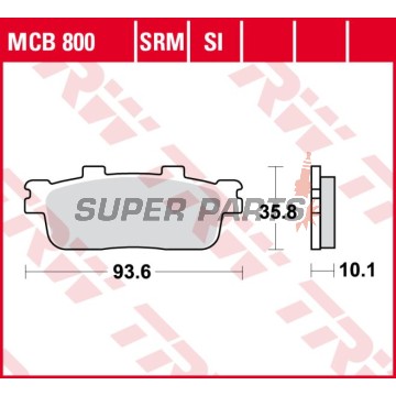 Накладки -TRW- MCB800SRM, синтеровани, Daelim ET/QL/S3/S300/VL (2005-2022); E-Ton VXL (2006); Peugeot LXR 125 (2010-2014); SYM HD/HD2/Joymax/Joyride/Citycom (2001-2022); TGB X-Motion 125-300 (2008-2022)