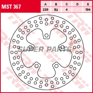Спирачен диск -TRW- MST367, 230mm, Kawasaki ZX-7R Ninja 750P (1996-2002), ZX-7RR Ninja 750N (1996-1999), ZX-9R Ninja 900B (1994-1997), ZXR750 H/J/K/L/M Stinger (1989-1995)