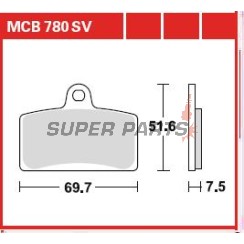 Накладки -TRW- MCB780SV, Aprilia RS4 50, Derbi GPR 125 Nuda, Rieju Tango 125/125 Pro