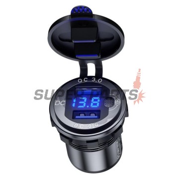 USB адаптер -4 RIDE- ERCL-MUSL4S, 12V, 2xUSB 3.0 + волтметър, 2 пина - универсален