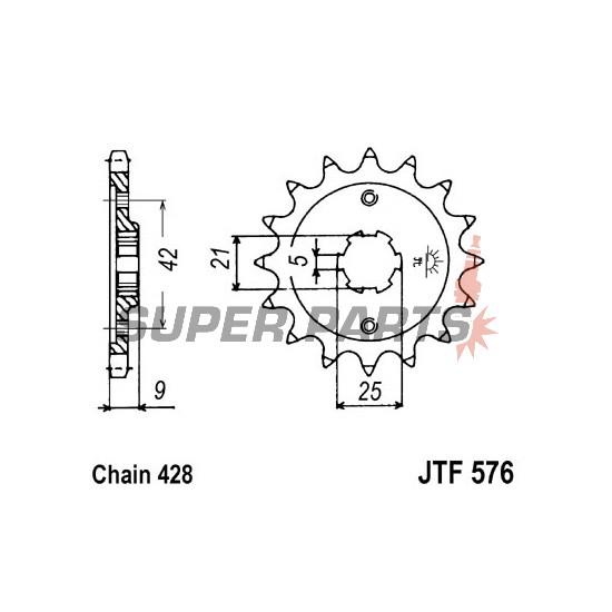 Преден пиньон -JT- JTF576,18, 18 зъба, Yamaha XT 350 1985-2000