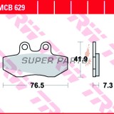Накладки -TRW- MCB629, Aprilia Classic/Pegaso/RX/Red Rose/Tuareg 125 Beta RR50 Bultaco Lobito 50/75 Derbi GPR50 Gilera Runner 125/180 Husqvarna WXE125 Peugeot XR6 50 Rieju MRX/RR/RS-1/SMX Sachs Roadster 125V2 Simson 125SM