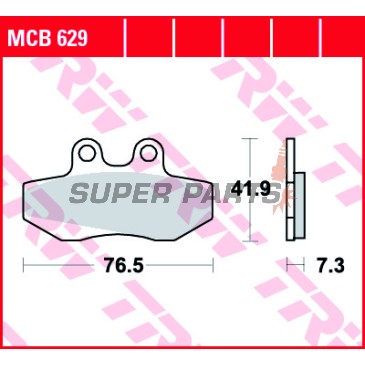 Накладки -TRW- MCB629, Aprilia Classic/Pegaso/RX/Red Rose/Tuareg 125 Beta RR50 Bultaco Lobito 50/75 Derbi GPR50 Gilera Runner 125/180 Husqvarna WXE125 Peugeot XR6 50 Rieju MRX/RR/RS-1/SMX Sachs Roadster 125V2 Simson 125SM