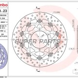 Спирачен диск -BREMBO- 78B40823, Honda CBR600F, CBR600FS Sport, CBR600FA ABS (1999-2012)