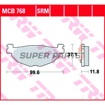 Накладки -TRW- MCB768SRM, синтеровани, Yamaha Tmax XP500/TMAX ABS (2004-2007), Yamaha Majesty YP400 (2005)