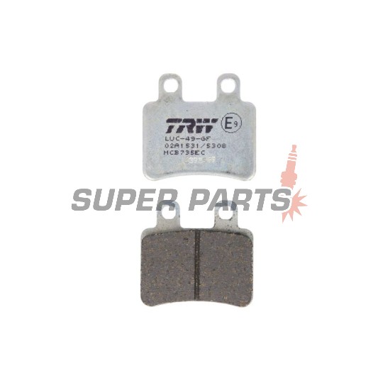 Накладки -TRW- MCB735EC, Derbi Senda/Terra/Cross City 125 2004-2008; Italjet Jet Set/Millenium 100-150 2001-2003; Peugeot Elyseo/Elystar/Satelis 50-600 2000-2012; Yamaha DT