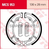 Накладки (челюст) -TRW- MCS953, 130x28mm, Aprilia Scarabeo 100 (2000), MBK Ovetto/Nitro 100 (2000-2003), Peugeot Tweet 125/150 (2010), Sachs Roadster 125 (2000-2003), Yamaha BW’s/Ovetto/Aerox 100 (1999-2003), DT 80 (1981-1997), RD 125 (1982-1984), SR/XV