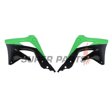 Предни странични пластмаси -POLISPORT- черно/зелено, KAWASAKI KX 450 2012-2015