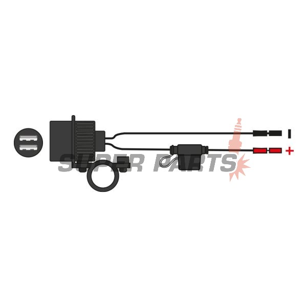 USB адаптер -OXFORD- с държач за кормило 22mm - универсалнен
