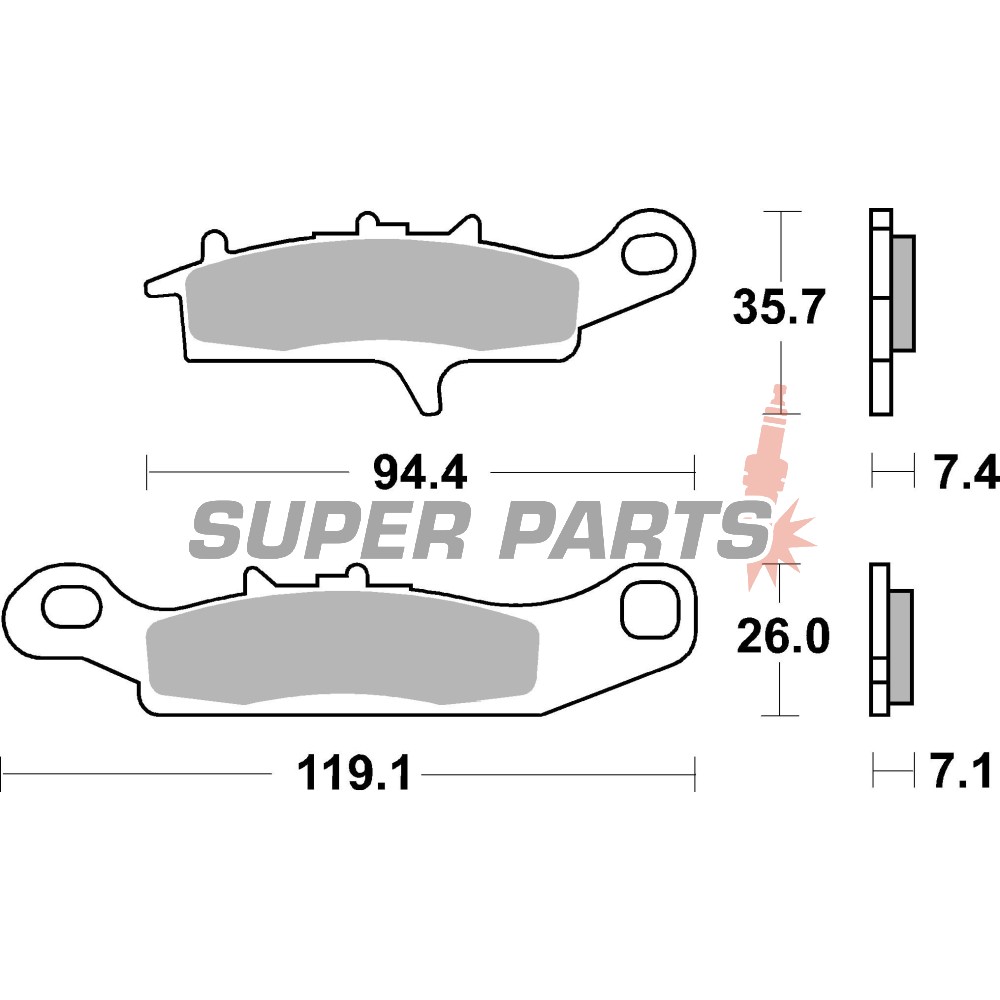 Накладки -BREMBO- 07KA25SD, Kawasaki KFX 450R, 700 (2004-2014), KVF 650 Brute Force, 700 Prairie (2002-2011), Suzuki LT-V 700 Twin Peaks (2004-2006)