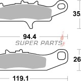 Накладки -BREMBO- 07KA25SD, Kawasaki KFX 450R, 700 (2004-2014), KVF 650 Brute Force, 700 Prairie (2002-2011), Suzuki LT-V 700 Twin Peaks (2004-2006)