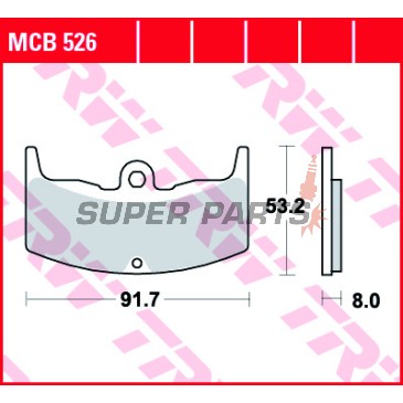 Накладки -TRW- MCB526, Honda CBX550F Supersport (1982-1984), MVX250F (1988), VT250F/500E (1982-1985), VTR250 Interceptor (1988)