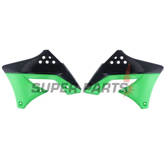 Предни странични пластмаси -POLISPORT- черно/зелено, KAWASAKI KX 250 2009-2012