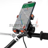Стойка за телефон -4 RIDE- с USB зарядно, анти-вибрационна, 12-30mm захващане - универсална