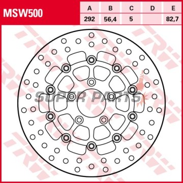 Спирачен диск -TRW- MSW500, 292mm, Harley-Davidson Road King, Electra Glide, Softail, Dyna, Night Train, Road Glide, Sportster 883/1200 (1999-2020)