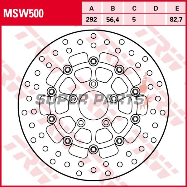 Спирачен диск -TRW- MSW500, 292mm, Harley-Davidson Road King, Electra Glide, Softail, Dyna, Night Train, Road Glide, Sportster 883/1200 (1999-2020)