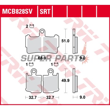 Накладки -TRW- MCB828SV, Honda VFR1200F ABS / DCT V4 (2010-2013)