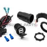 USB адаптер -4 RIDE- 12V, 2xUSB (3.1A), 2 пина, с държач за кормило 22mm - универсален