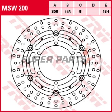 Спирачен диск -TRW- MSW200, 305mm, BMW K 100RS 16V / K1100RS-LT (1990-1998) / K1 1000 (1989-1993) / R850R-RT (1995-2000) / R1100R-RS-RT (1992-2001)