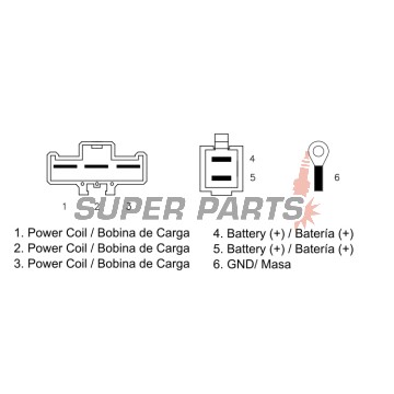 Реле за зареждане -DZE- реле-регулатор, 12V, 35A, HUSQVARNA ENDURO, SUPERMOTO, SVARTPILEN, VITPILEN; KTM ADVENTURE, DUKE, ENDURO, RALLY, RC8, SM, SMC, SUPER DUKE, SUPERMOTO 450-1190 2003-2021
