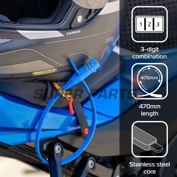 Заключващо устройство за каска -OXFORD- Combi Zip Lock 470mm, синьо