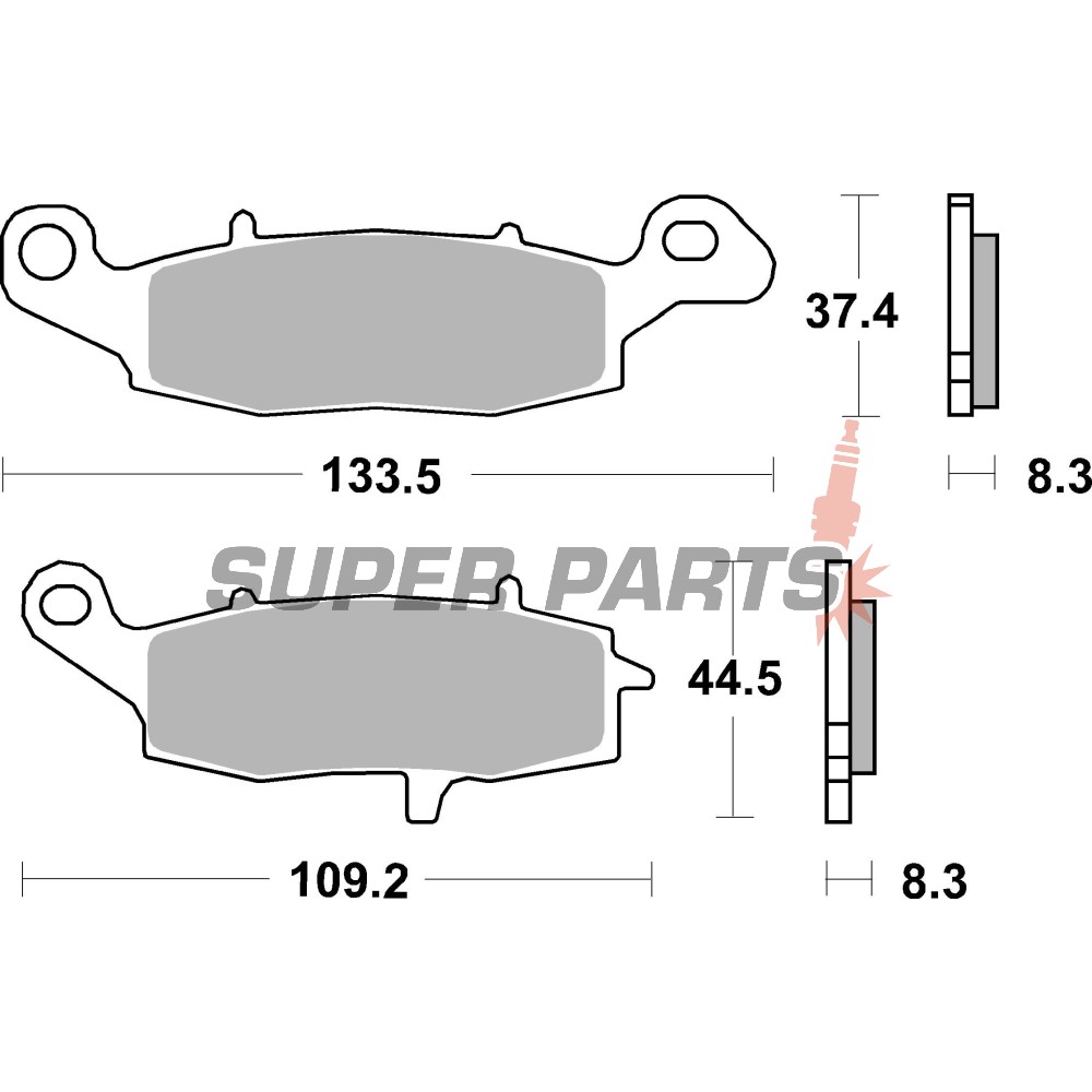 Накладки -BREMBO- 07KA1907, Kawasaki ER6 / VN / ZR / Suzuki SV / DL / GSF / GSX