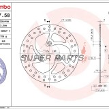 Спирачен диск -BREMBO- 68B40758, Peugeot Elyseo 100/125/150, Elystar 125/150, Jet Force 125 (2003-2006)