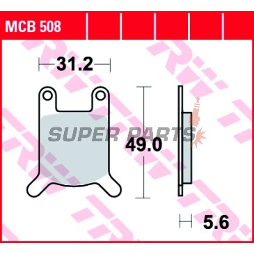Накладки -TRW- MCB508, Beta MS50 Squirrel50 Fantic Strada Super Six 50 Garelli Ciclone 50N Hercules Lotus80SA Horex Rebell80 N/Sport/T Malaguti Chopper Fifty Grizzly LX RCW VA WC Puch Cobra GS GTL Imola Lido Maxi Mini Maxi Monza P1 Pionier Ranger TT