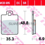 Накладки -TRW- MCB695EC, CPI GTR (2002-2006); Derbi Sonar (2010-2012); Gilera Runner/Runner SP (1999-2005), Stalker (1997-2005); Peugeot Tweet (2010); Piaggio Fly (2006-2014), Zip/Zip II (2000-2010)
