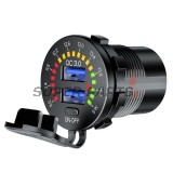 USB адаптер -4 RIDE- 12V, 2xUSB 3.0 + волтметър, 2 пина - универсален