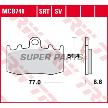 Накладки -TRW- MCB748SV, BMW HP2 Megamoto 1200, K1200RS/GT/S/LT, K1300S/GT, R850RT/R, R1100S, R1150GS/RT/R, R1200GS/Adventure/RT/R/ST/S LC - 2000-2015