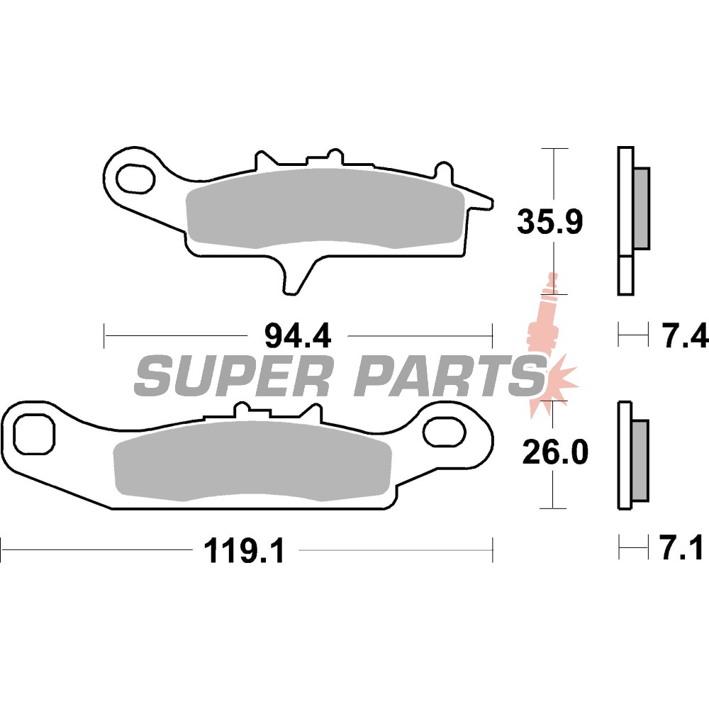 Накладки -BREMBO- 07KA24SX, Kawasaki KFX 450R, 700 (2004-2014), KVF 650 Brute Force, 700 Prairie (2002-2011), Suzuki LT-V 700 Twin Peaks (2004-2006)