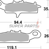 Накладки -BREMBO- 07KA24SX, Kawasaki KFX 450R, 700 (2004-2014), KVF 650 Brute Force, 700 Prairie (2002-2011), Suzuki LT-V 700 Twin Peaks (2004-2006)