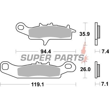 Накладки -BREMBO- 07KA24SX, Kawasaki KFX 450R, 700 (2004-2014), KVF 650 Brute Force, 700 Prairie (2002-2011), Suzuki LT-V 700 Twin Peaks (2004-2006)