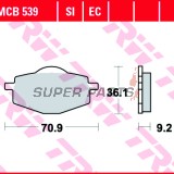 Накладки -TRW- MCB539SI, Adly Fox 50, Beta Euro/Jonathan 350, Gilera RC600, Apache 125, MBK Flame 125, Thunder 125, Skyliner 125, Booster 100, Sachs Roadster 650/800, Yamaha DT50/80/125, TDR125, TT600, XT350/500/600 Tenere, XTZ660 Tenere, YBR125, YZ125