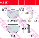 Накладки -TRW- MCB657, Aprilia ETX/MX/Pegaso/RX/SX/Tuareg 125-650, Beta Alp/Euro/Jonathan/M4, Buell M2/S1/S3 1200, Cagiva N90/WMX 50, Fantic Big Wheel/Grinta/Leader, Garelli Big Wheel/Bip Racing, Gas Gas Enducross 125TT, Gilera Eaglet 50, Husqvarna CR/TE/