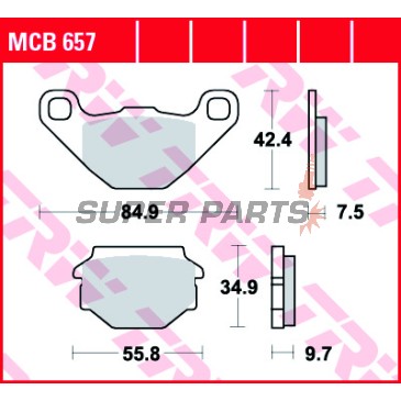 Накладки -TRW- MCB657, Aprilia ETX/MX/Pegaso/RX/SX/Tuareg 125-650, Beta Alp/Euro/Jonathan/M4, Buell M2/S1/S3 1200, Cagiva N90/WMX 50, Fantic Big Wheel/Grinta/Leader, Garelli Big Wheel/Bip Racing, Gas Gas Enducross 125TT, Gilera Eaglet 50, Husqvarna CR/TE/