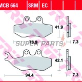 Накладки -TRW- MCB664, Aprilia ETX125, MX50, Pegaso50/125, RS50, RX50/125, Gilera DNA50/125/180, Runner125/180, Malaguti Madison125, Piaggio GT125/250, Hexagon125, Skipper125, Sachs ZX50/125, ZZ125, Rieju RS1 50Evo
