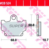 Накладки -TRW- MCB524, Yamaha RD80/125/250/350LC (1982-1984), SR125/250 (1996-1998), XJ550/650 (1983-1985), XS400 DOHC (1982-1984), XT500/600Z Tenere (1983-1989), XV250 Virago (1989-1994), XZ550 (1982-1984)
