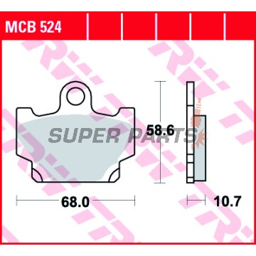 Накладки -TRW- MCB524, Yamaha RD80/125/250/350LC (1982-1984), SR125/250 (1996-1998), XJ550/650 (1983-1985), XS400 DOHC (1982-1984), XT500/600Z Tenere (1983-1989), XV250 Virago (1989-1994), XZ550 (1982-1984)